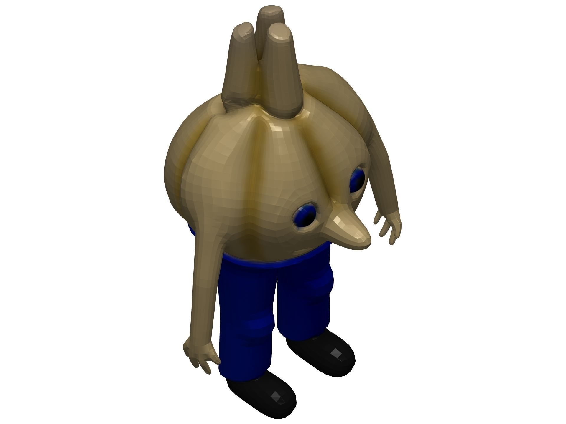 Cartoon Garlic Low-poly 3D model_7