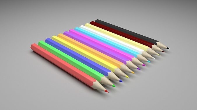 Colored Pencils Set 3D model