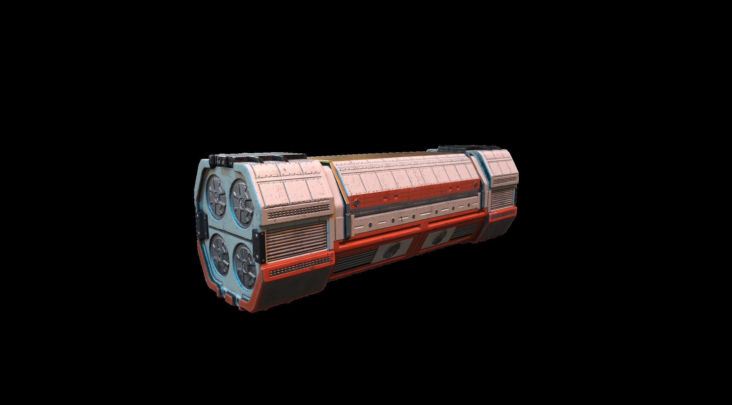 PBR Sci fi capsule Low-poly 3D model_7