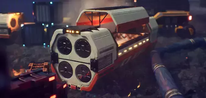 PBR Sci fi capsule Low-poly 3D model