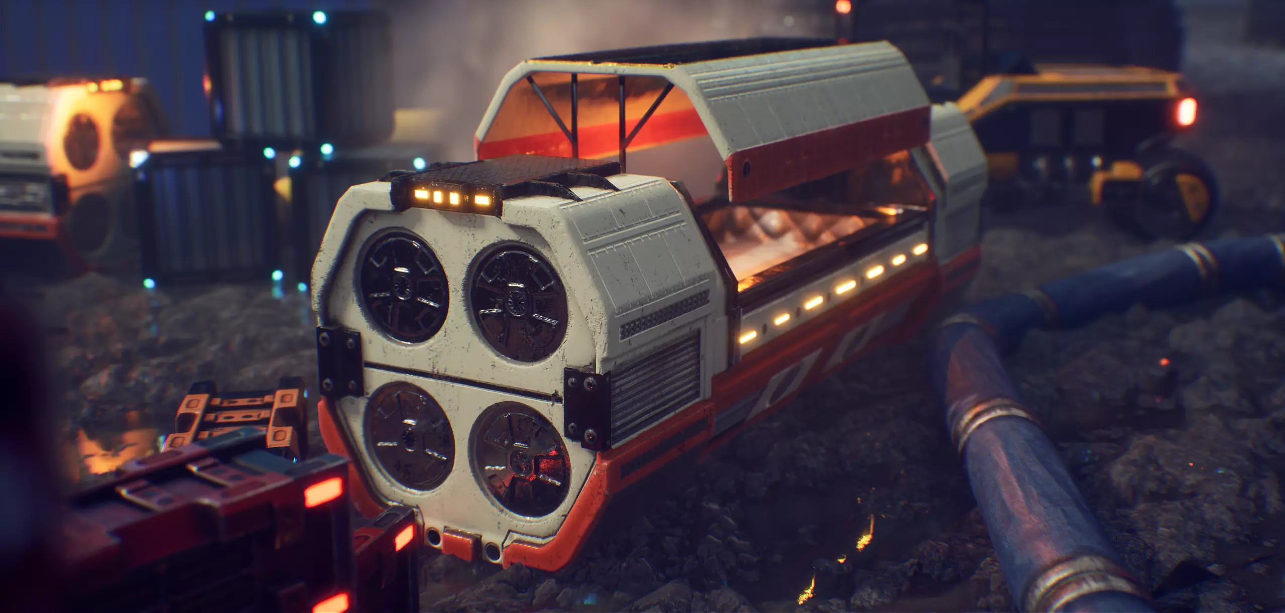 PBR Sci fi capsule Low-poly 3D model_0