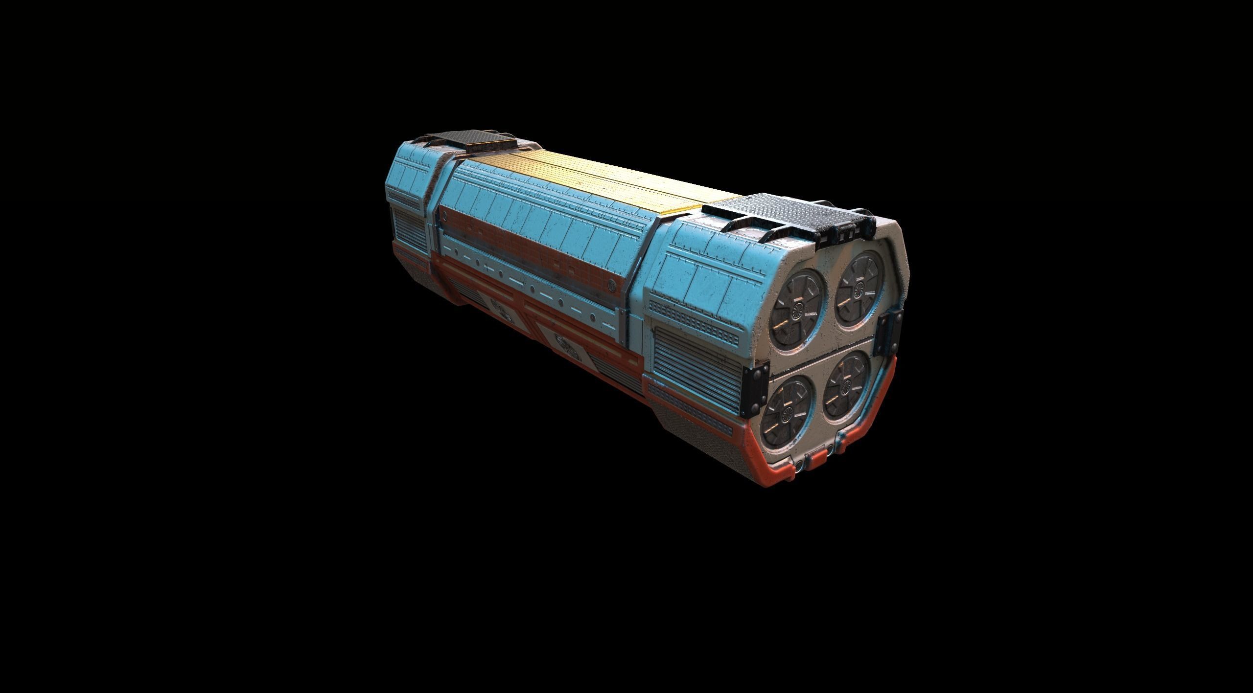 PBR Sci fi capsule Low-poly 3D model_1