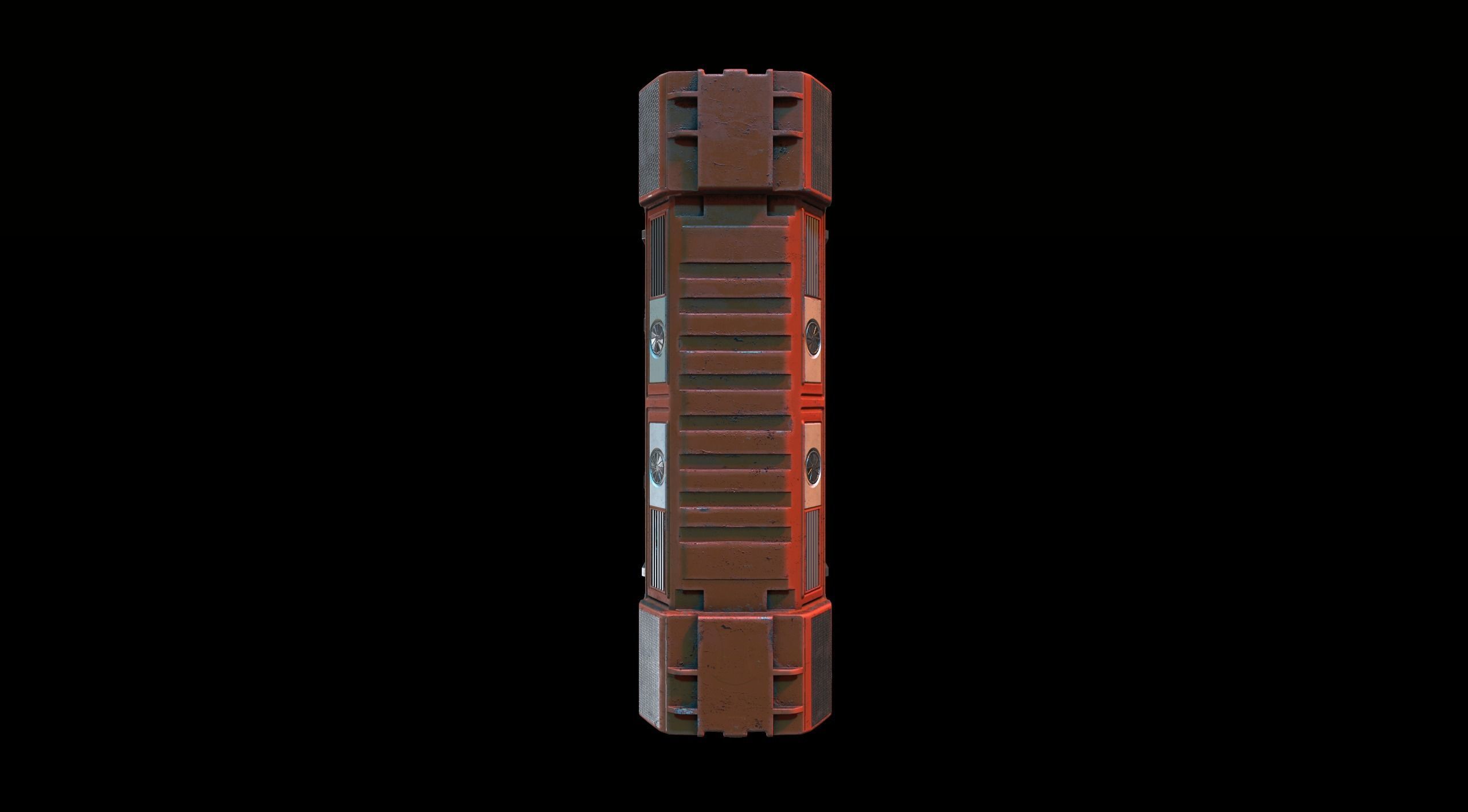 PBR Sci fi capsule Low-poly 3D model_6