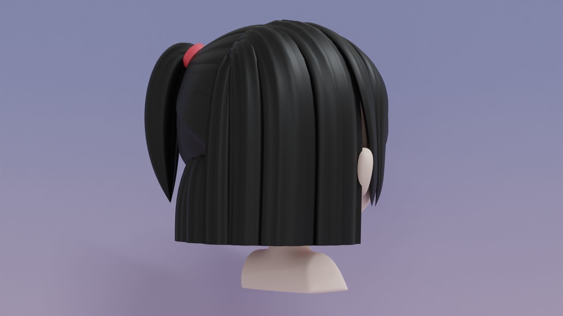 Chibi Female Hair Style 13 3D model_5