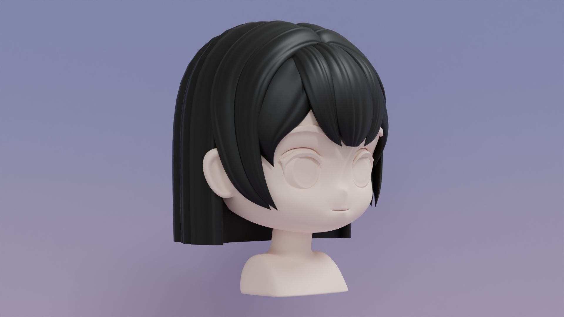 Chibi Female Hair Style 13 3D model_3