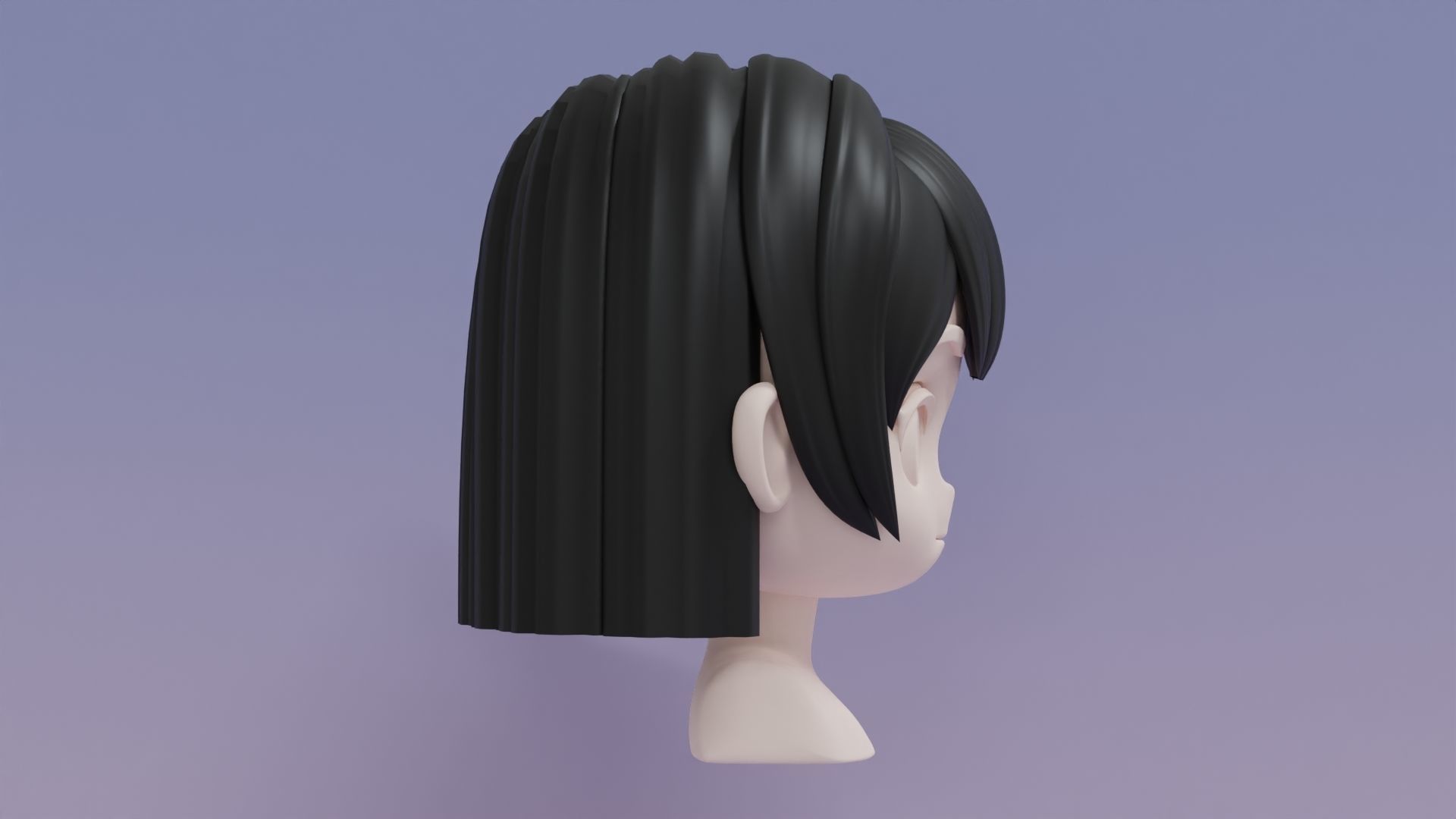 Chibi Female Hair Style 13 3D model_4
