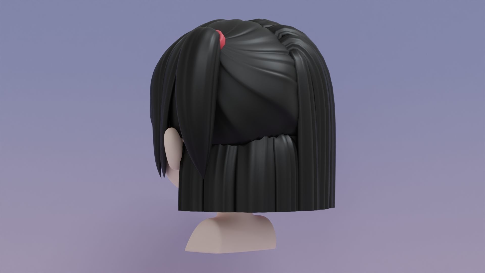Chibi Female Hair Style 13 3D model_7