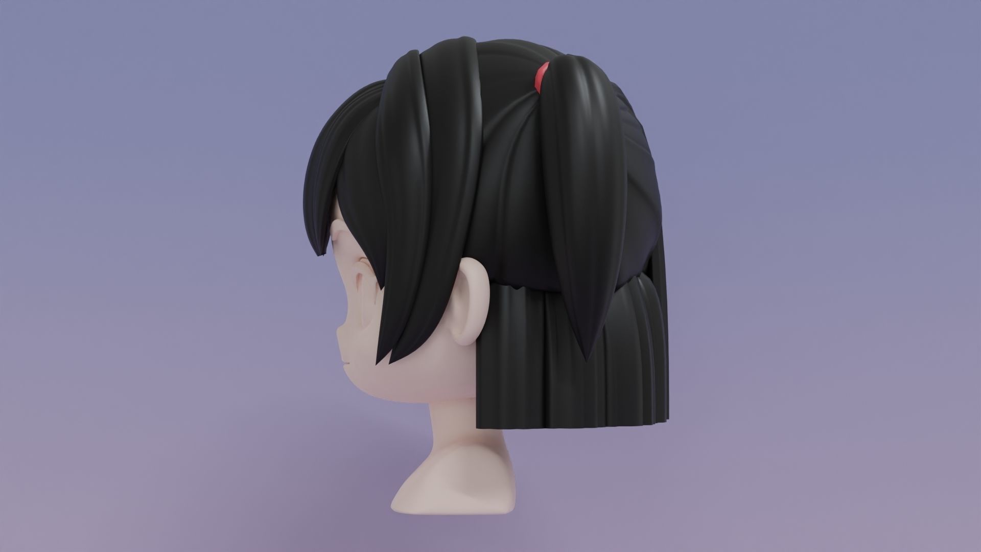 Chibi Female Hair Style 13 3D model_8