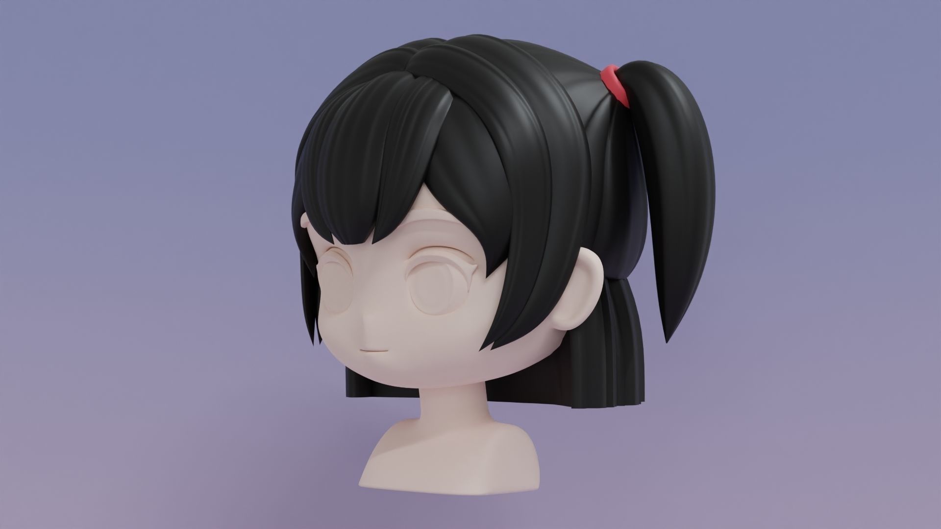 Chibi Female Hair Style 13 3D model_9