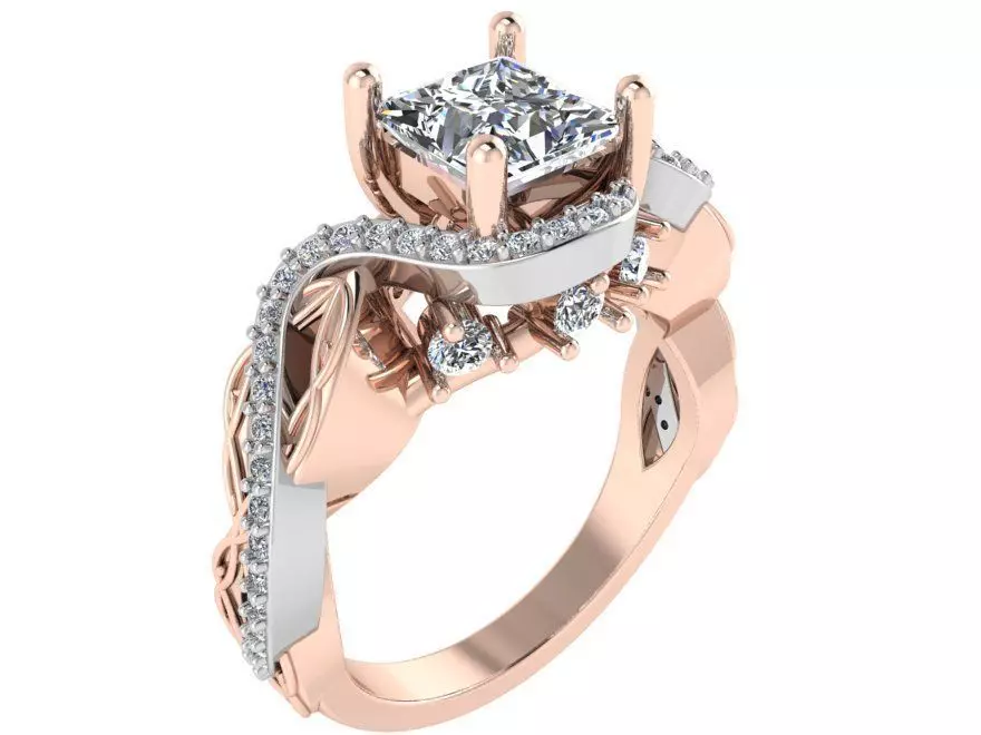 Round Twisted Diamond ring 2515 3D print model 3D print model_0