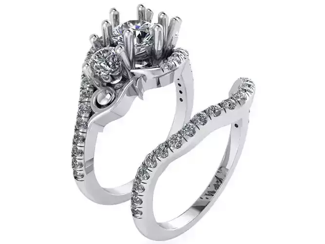 3-Stone Diamond ring with band 2519 3D print model
