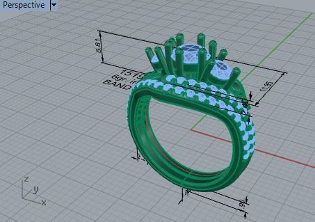 3-Stone Diamond ring with band 2519 3D print model 3D print model_7