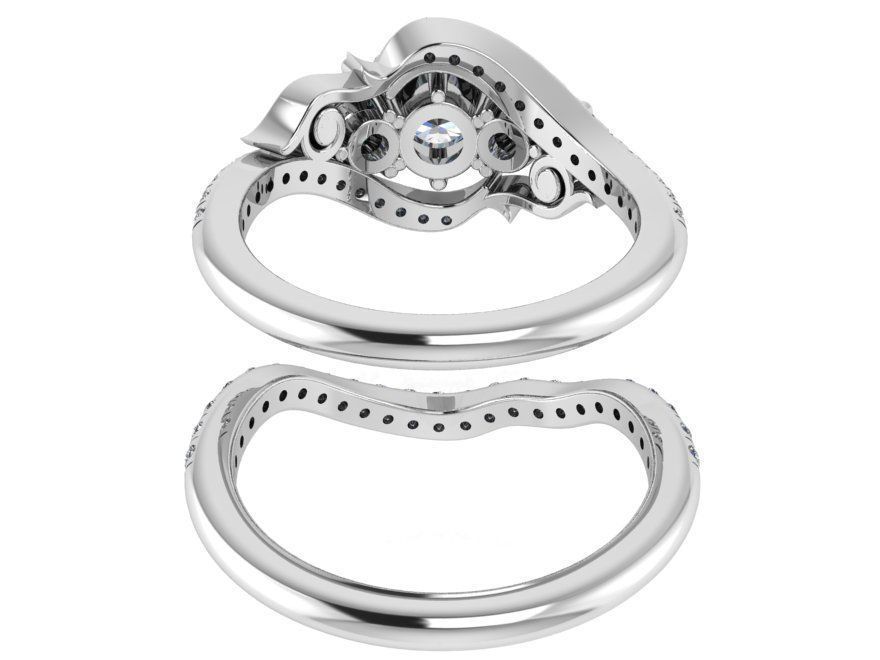 3-Stone Diamond ring with band 2519 3D print model 3D print model_3