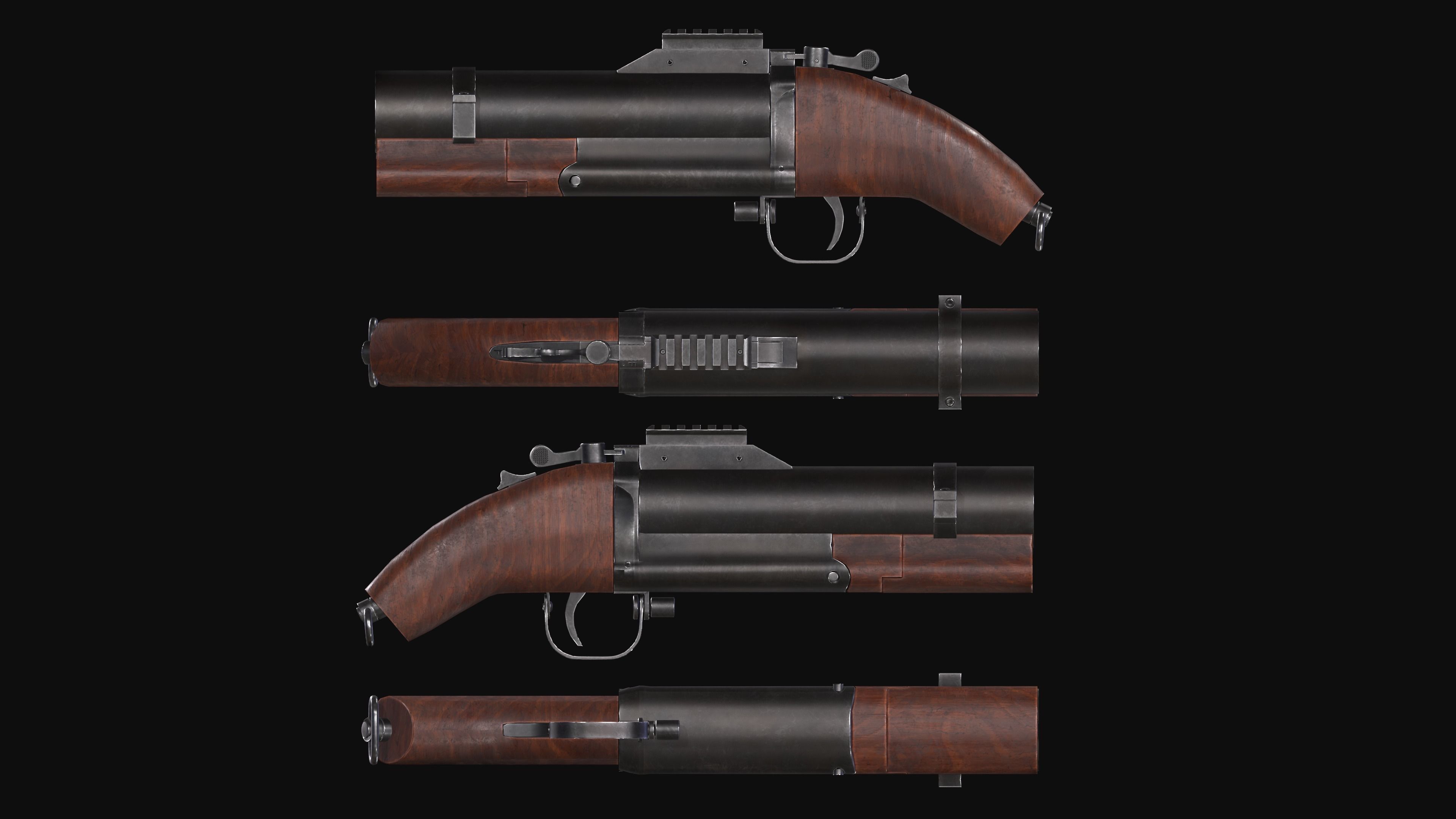 M79 Sawed-off Low-poly 3D model_2