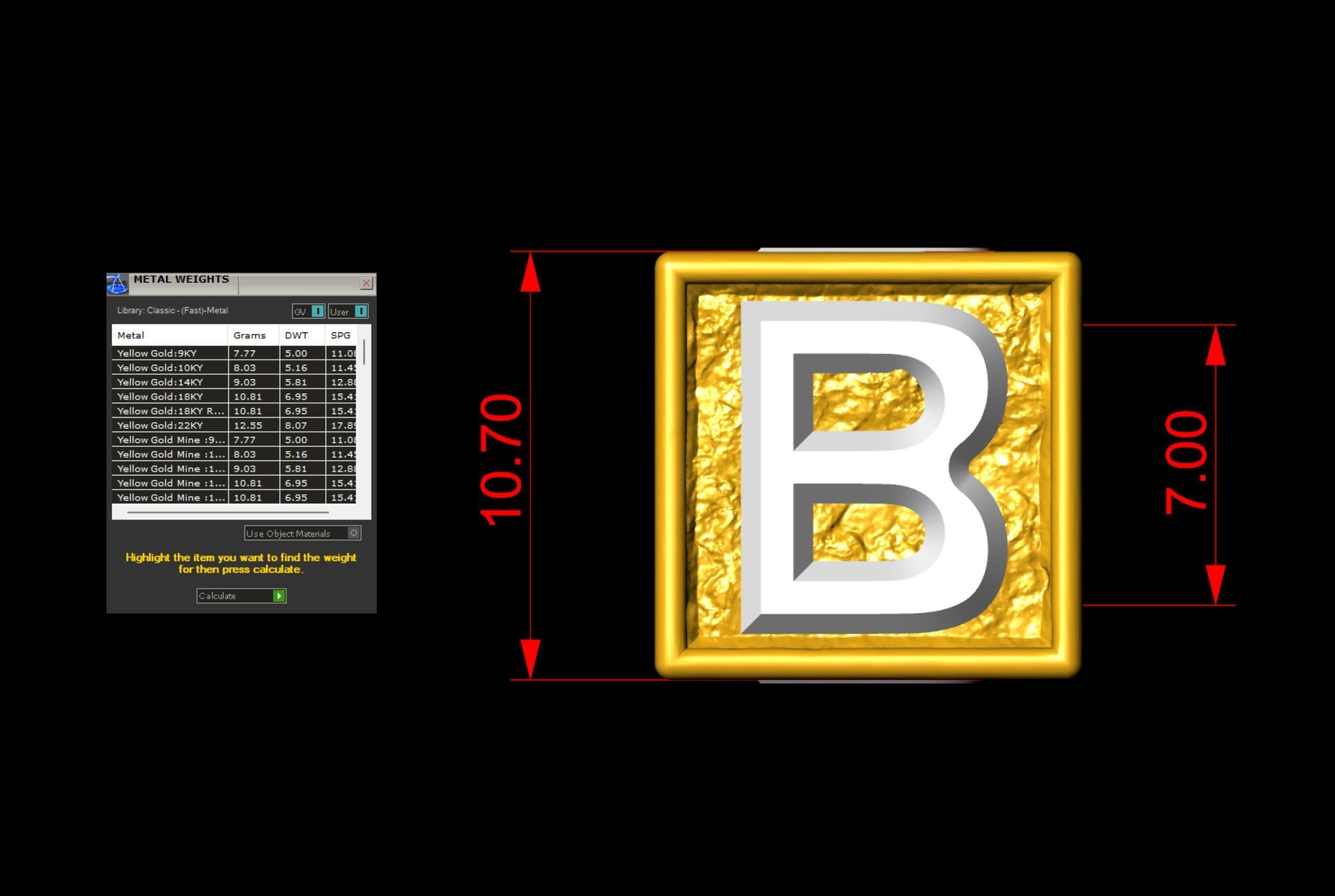 B Letter Nugget Bracelet Bead in 4 sizes 3D print model_8