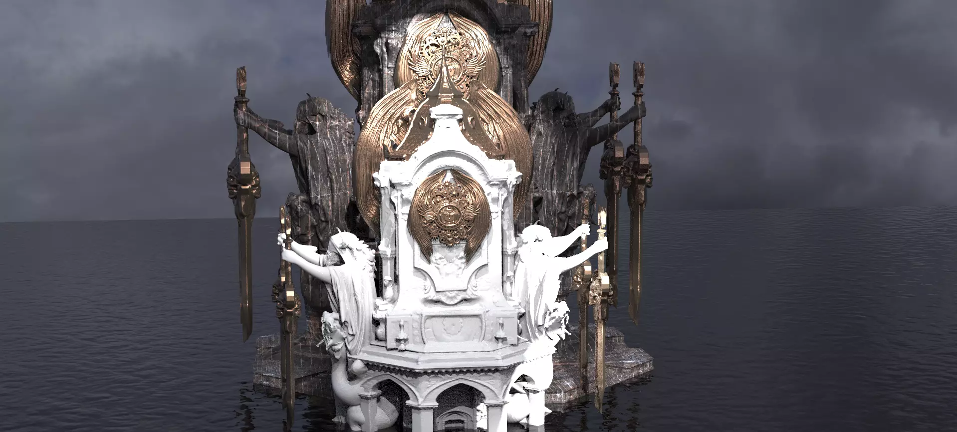 Steampunk Medieval Tower Halloween Tall  Kitbash 3D model_0