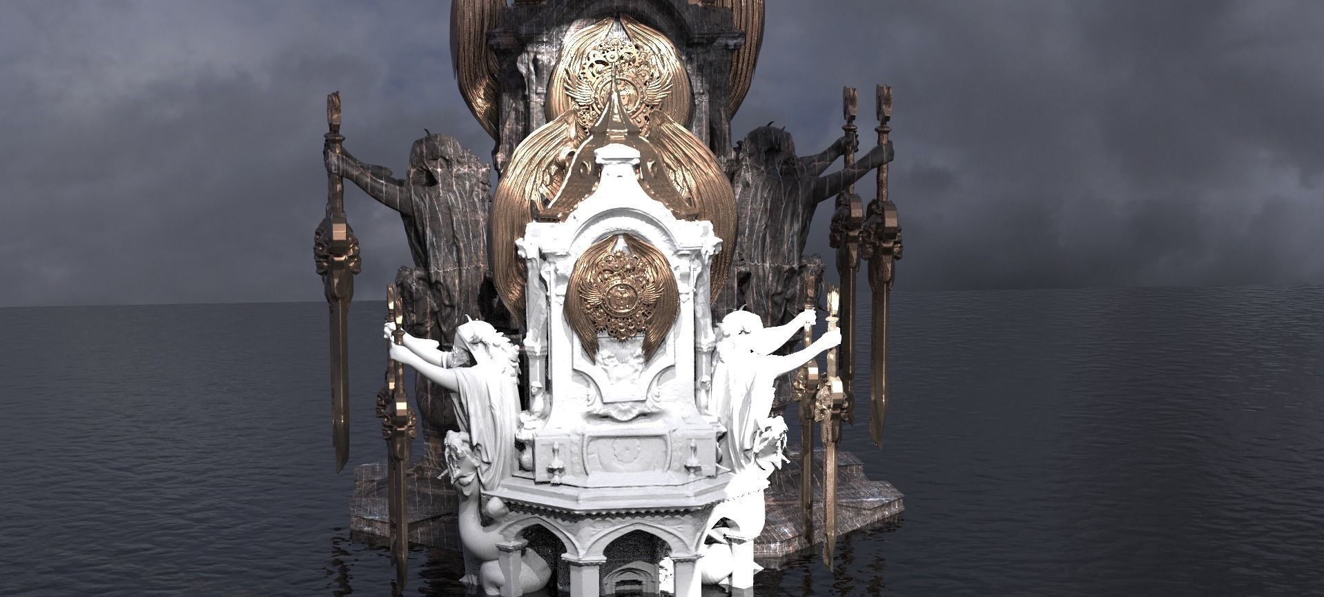 Steampunk Medieval Tower Halloween Tall  Kitbash 3D model_1