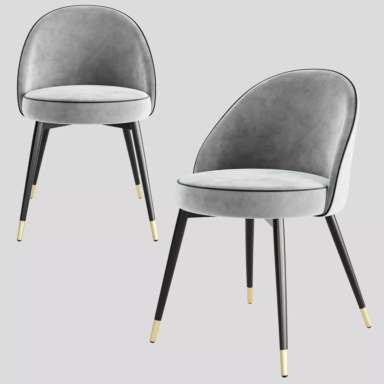 Dining Chair Cooper Roche Light Grey Velvet 3D model