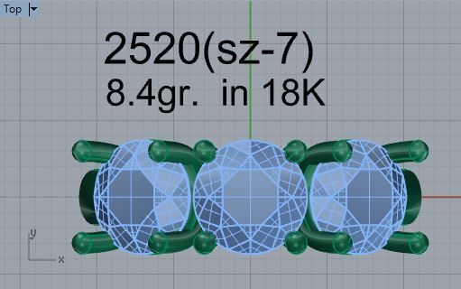 3-Stone Diamond ring 2520 3D print model 3D print model_4