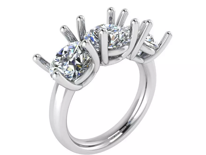 3-Stone Diamond ring 2520 3D print model 3D print model_0