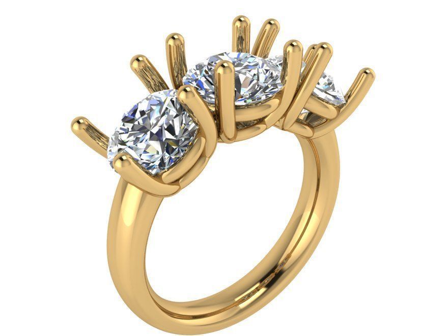 3-Stone Diamond ring 2520 3D print model 3D print model_1