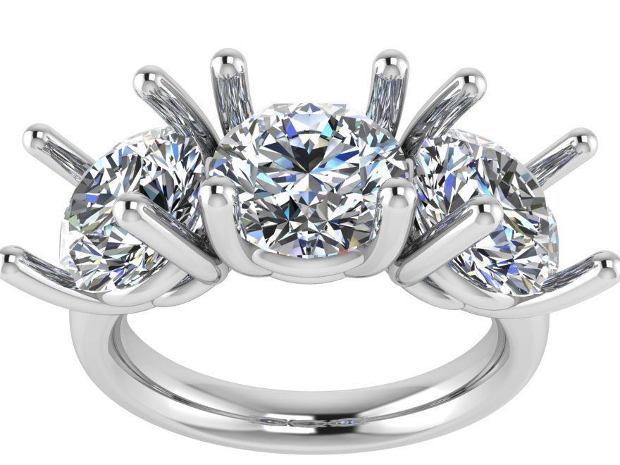 3-Stone Diamond ring 2520 3D print model 3D print model_2