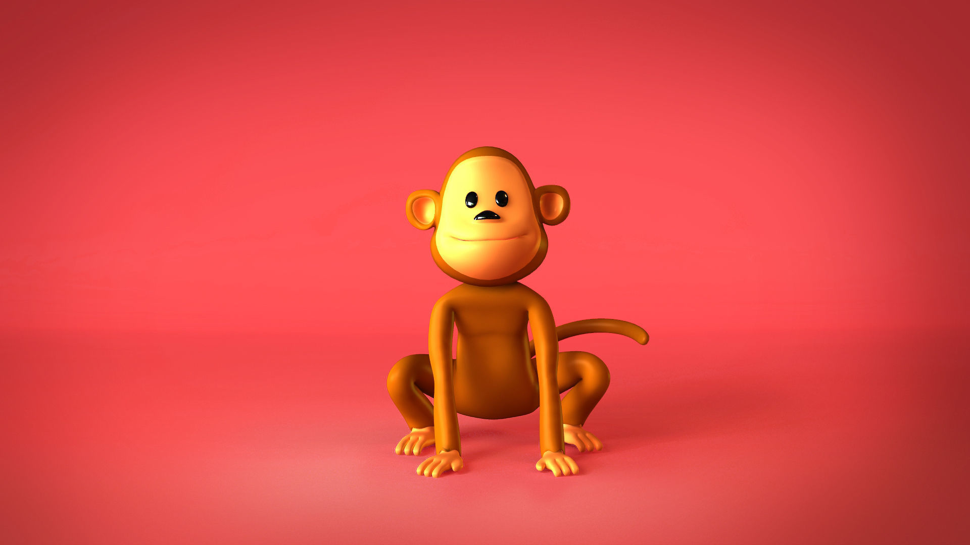 Monkey 3D model cartoon 3D model_1