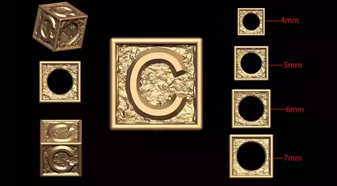 C Letter Nugget Bracelet Bead in 4 sizes