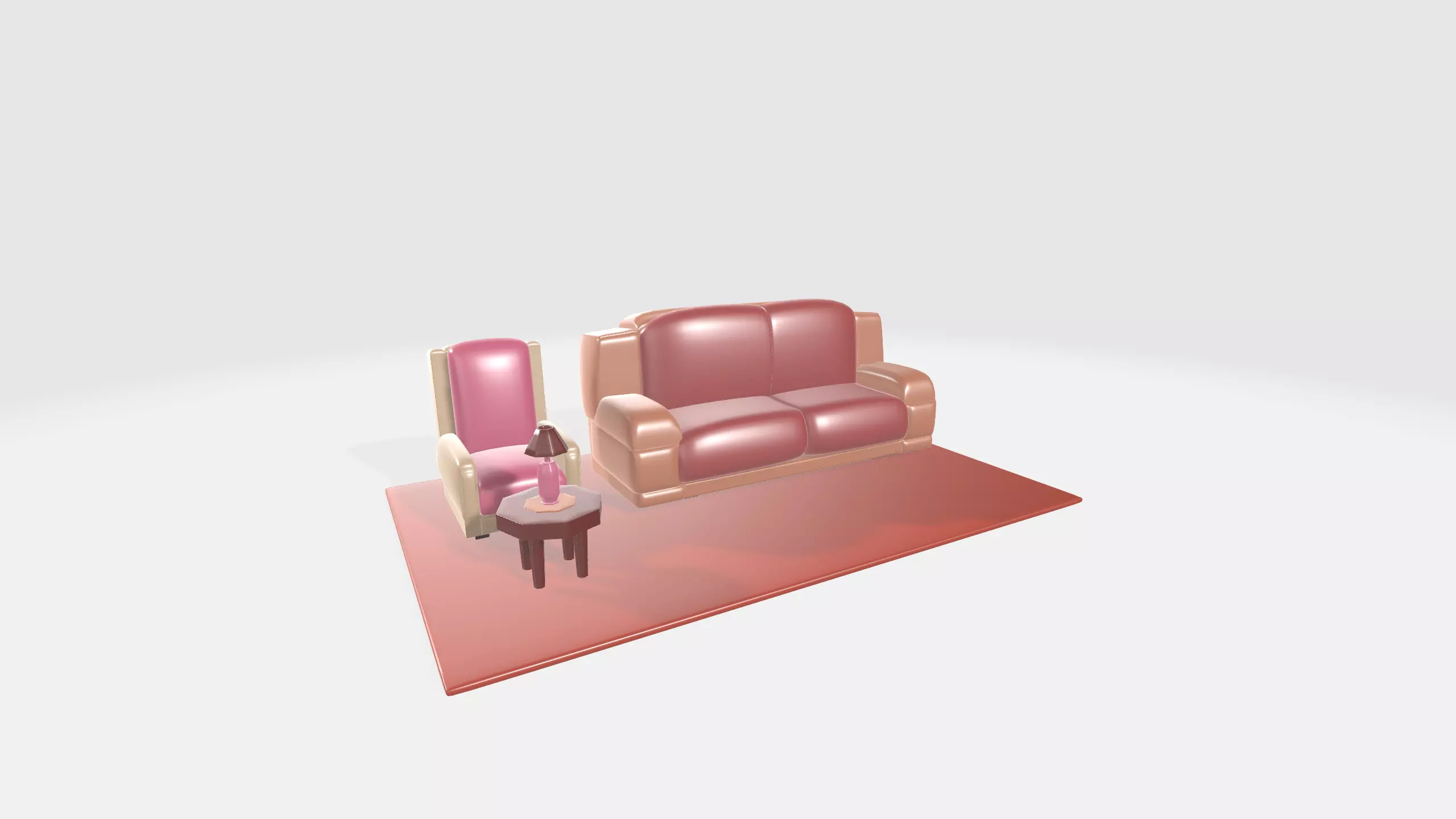 Free Couch and Table with table lamp Free 3D model
