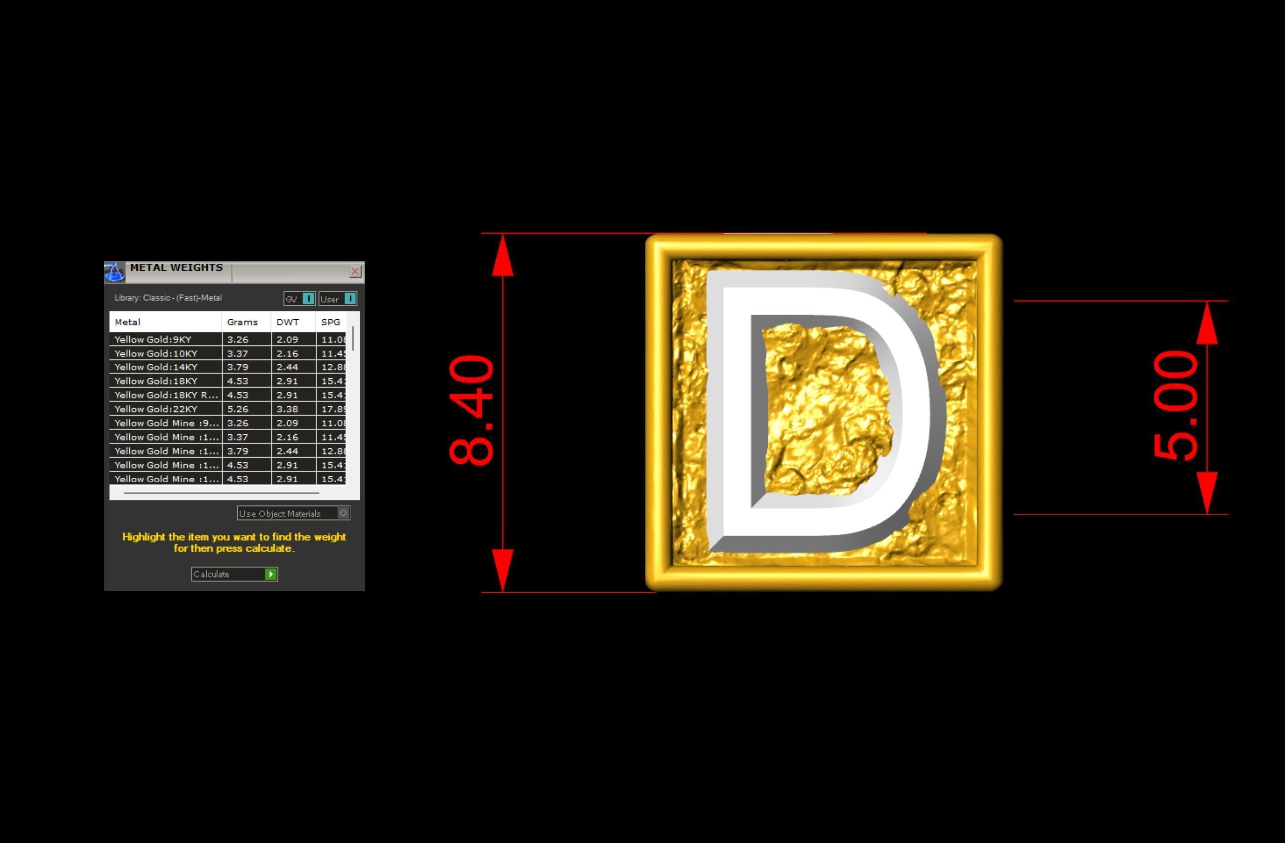 D Letter Nugget Bracelet Bead in 4 sizes 3D print model_6