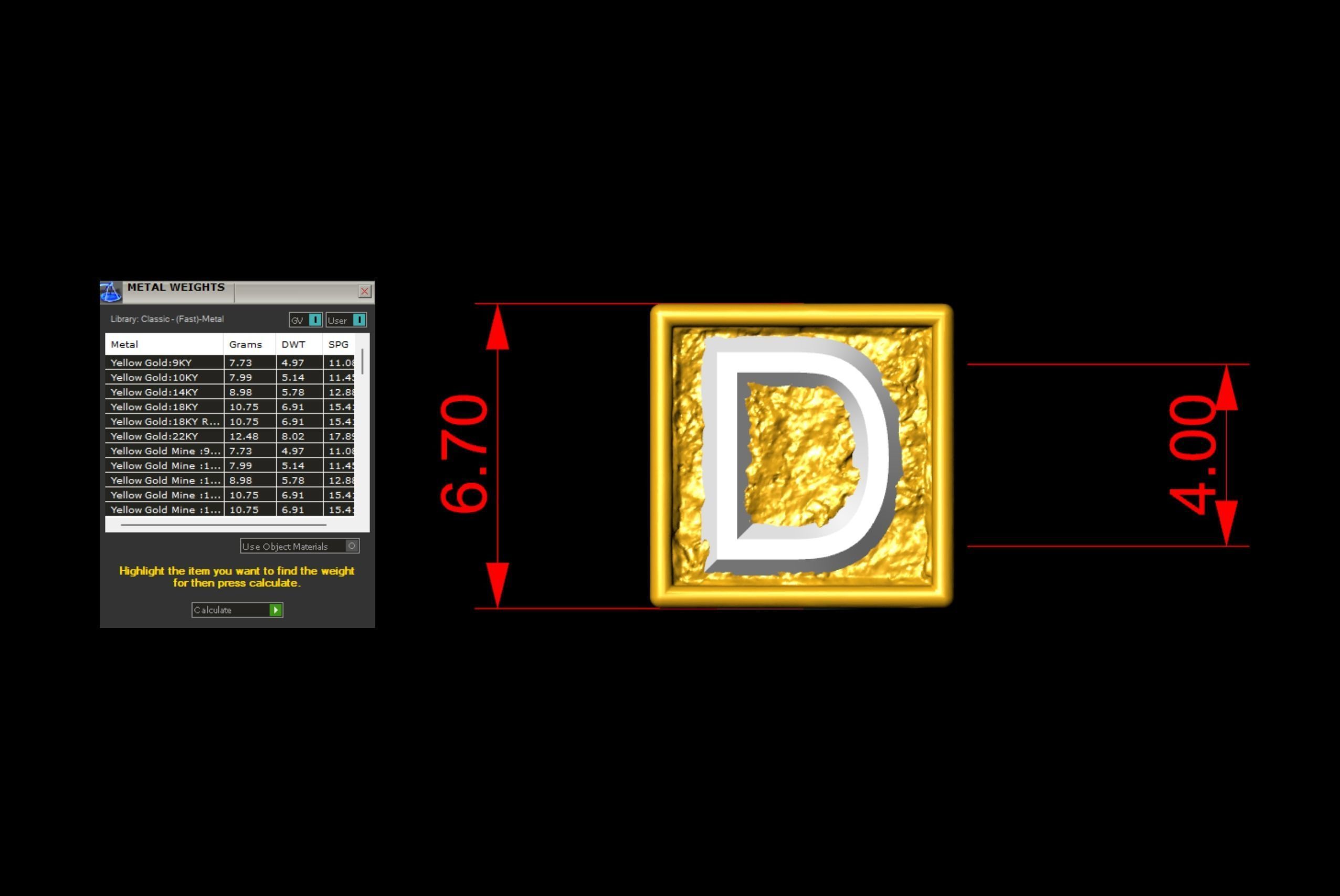 D Letter Nugget Bracelet Bead in 4 sizes 3D print model_5