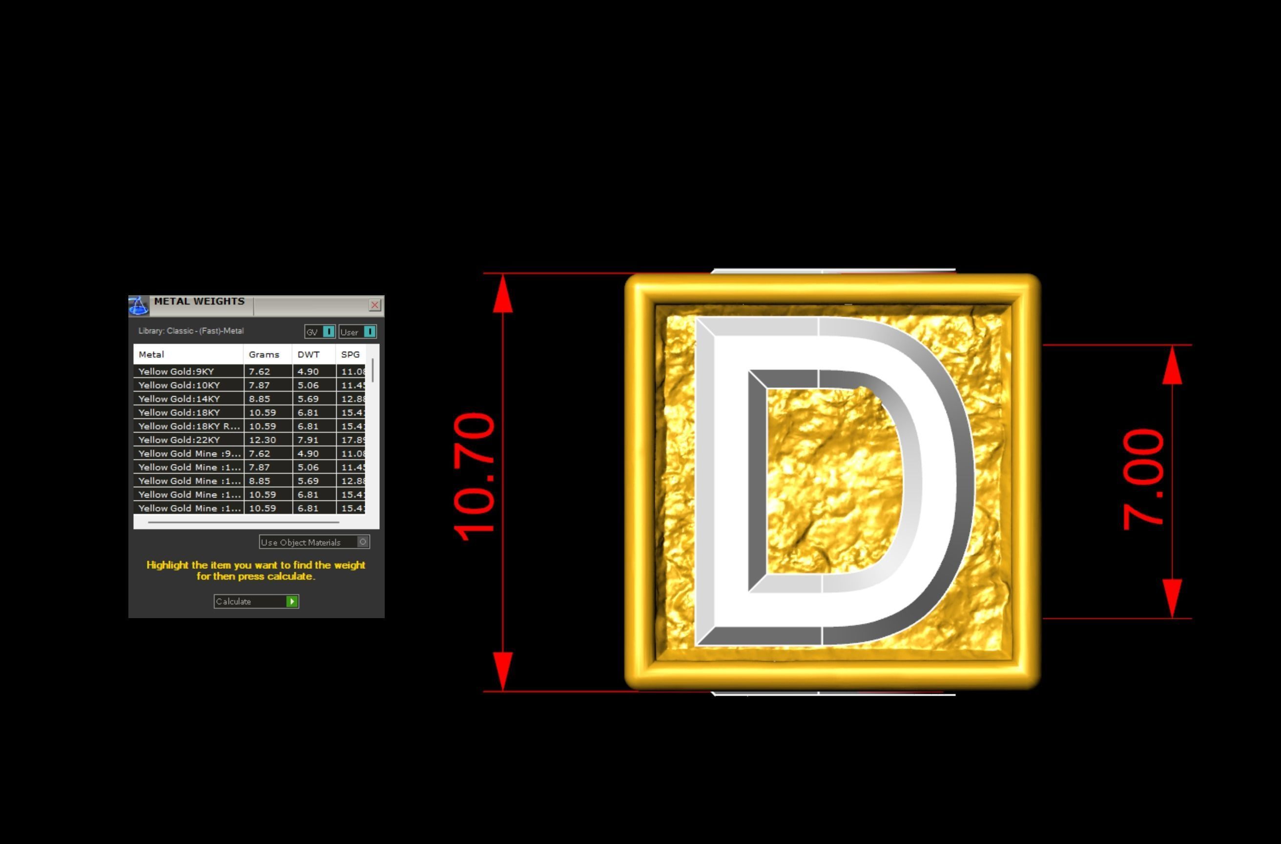 D Letter Nugget Bracelet Bead in 4 sizes 3D print model_8