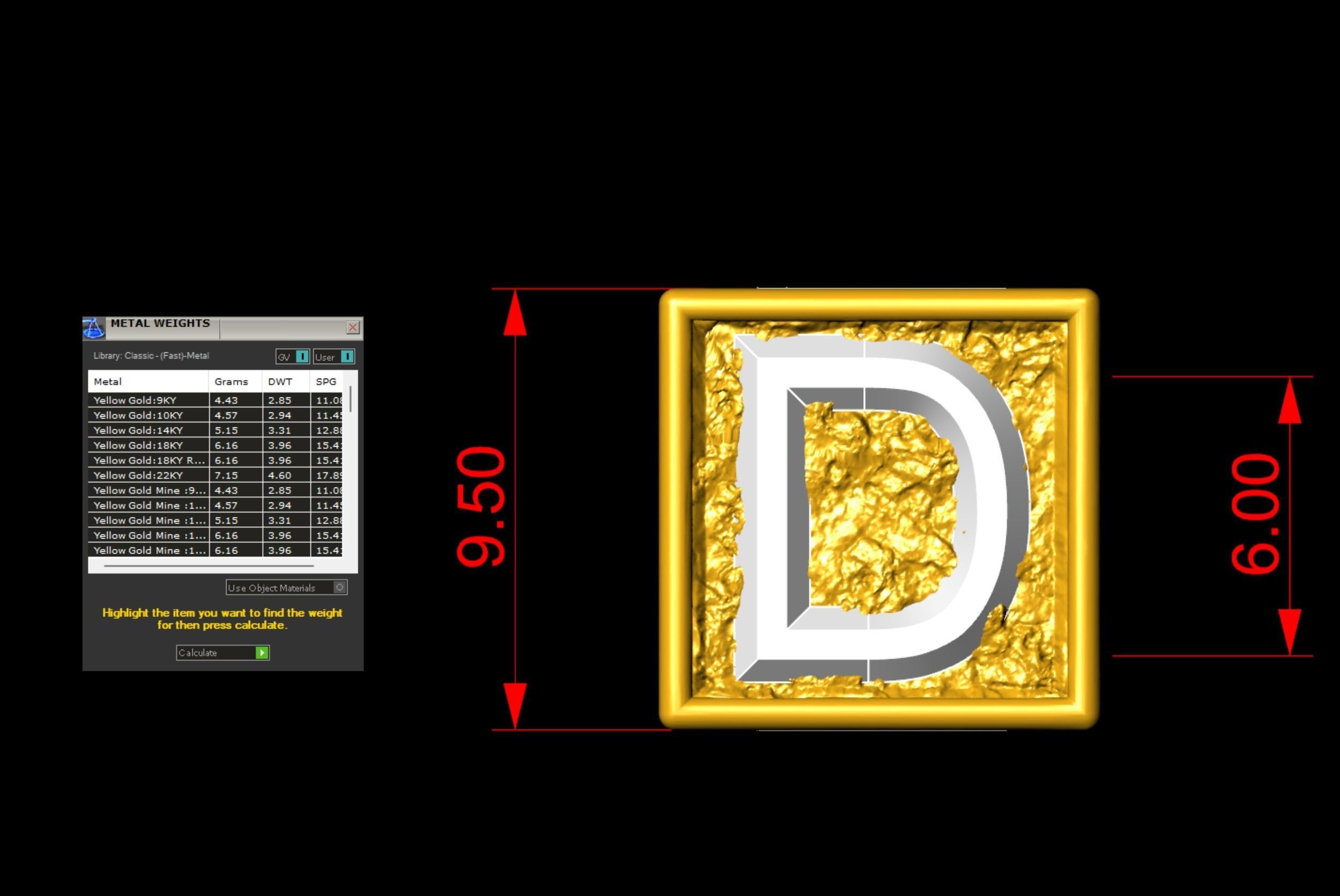 D Letter Nugget Bracelet Bead in 4 sizes 3D print model_7