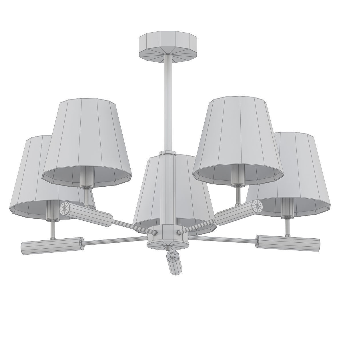 SIMEN five light chandelier in brass with shades 3D model_4