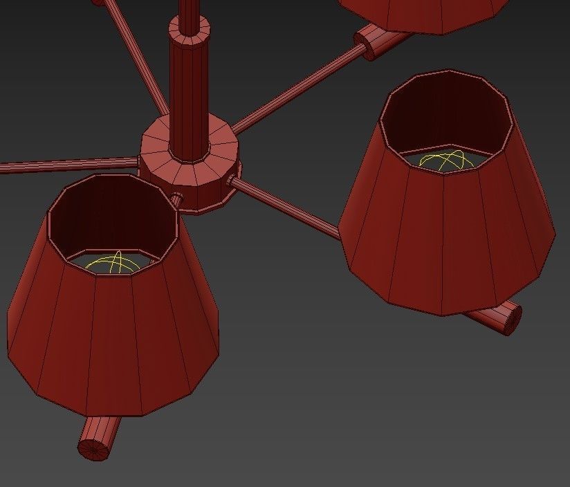 SIMEN five light chandelier in brass with shades 3D model_2