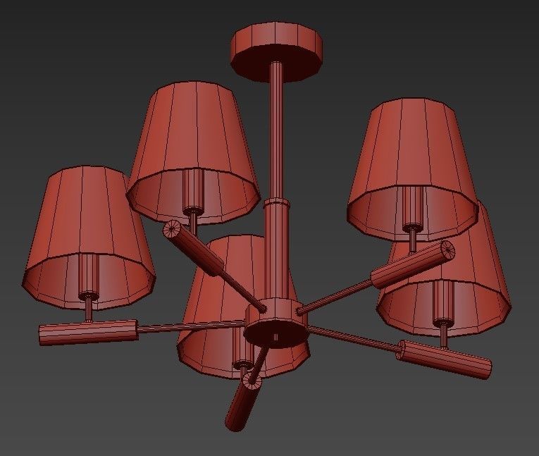SIMEN five light chandelier in brass with shades 3D model_1