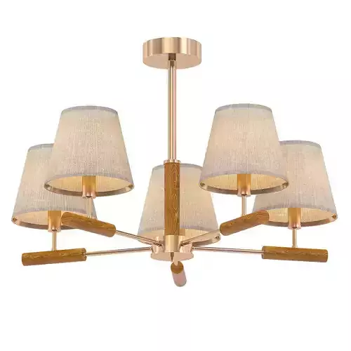 SIMEN five light chandelier in brass with shades