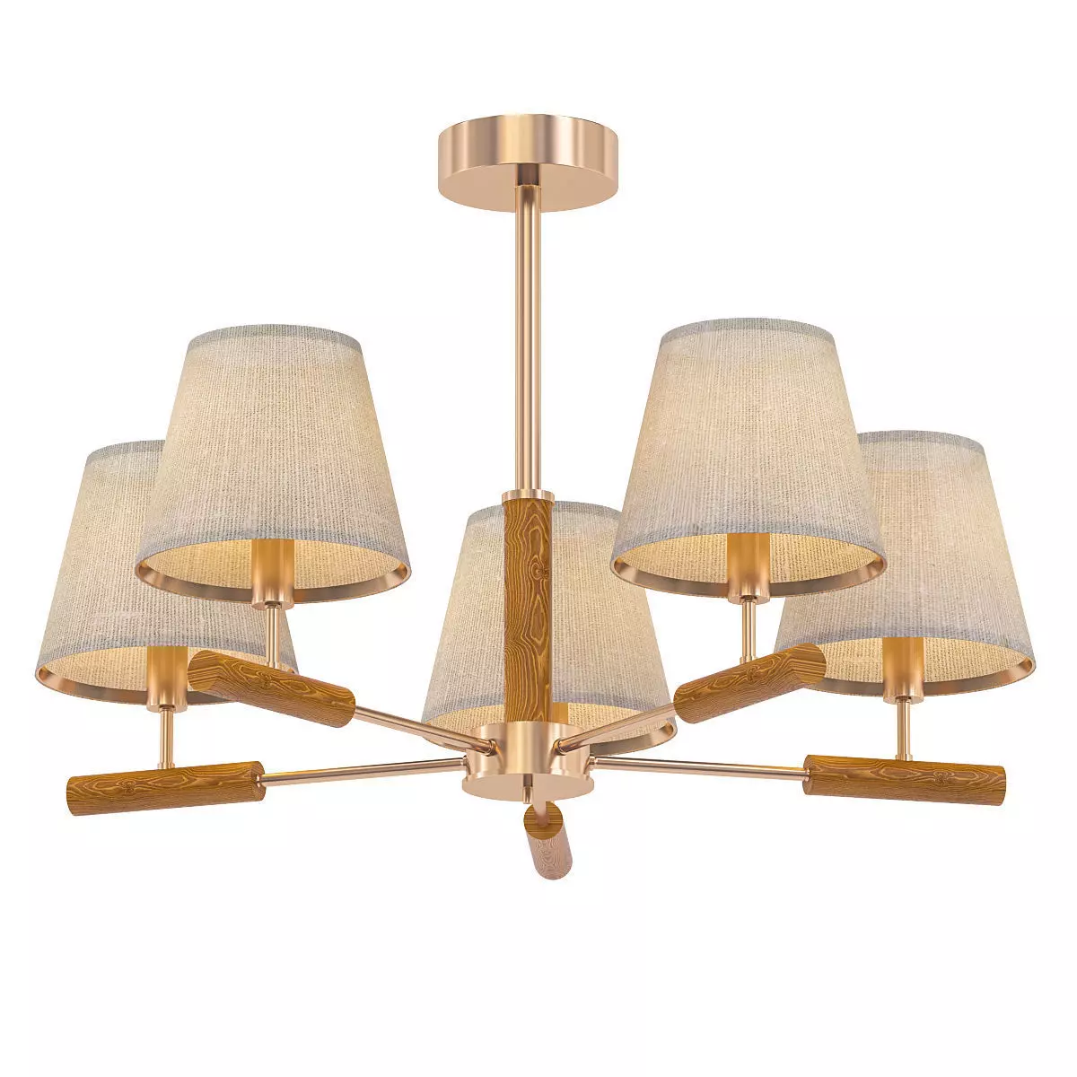 SIMEN five light chandelier in brass with shades 3D model_0