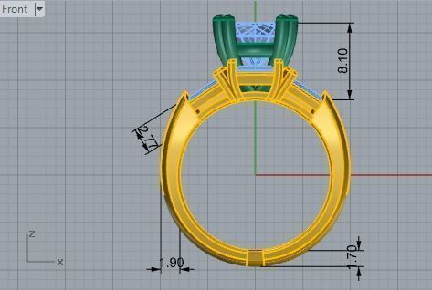 Big Diamond stone ring 2524 3D print model 3D print model_5