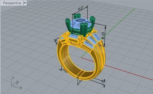 Big Diamond stone ring 2524 3D print model 3D print model_7