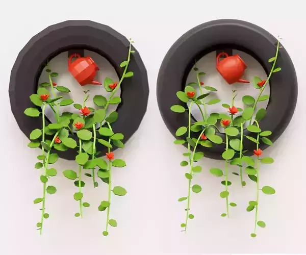 Plant on the wall Low-poly 3D model