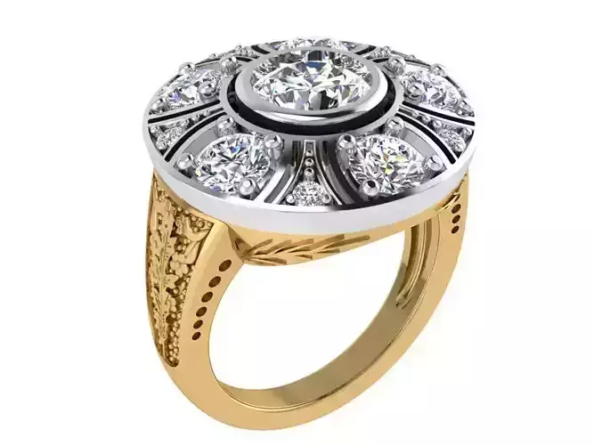 Opened Flower Diamond ring 2525 3D print model