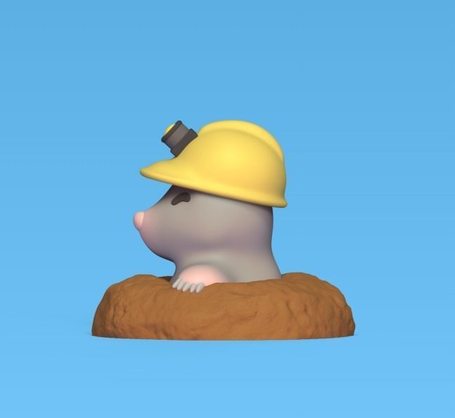 Mole with Helmet 3D print model_2