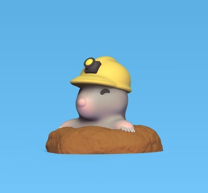 Mole with Helmet 3D print model_1