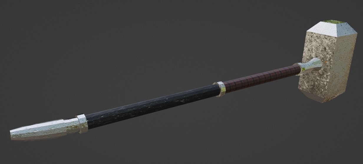 Sledge hammer Low-poly 3D model_10