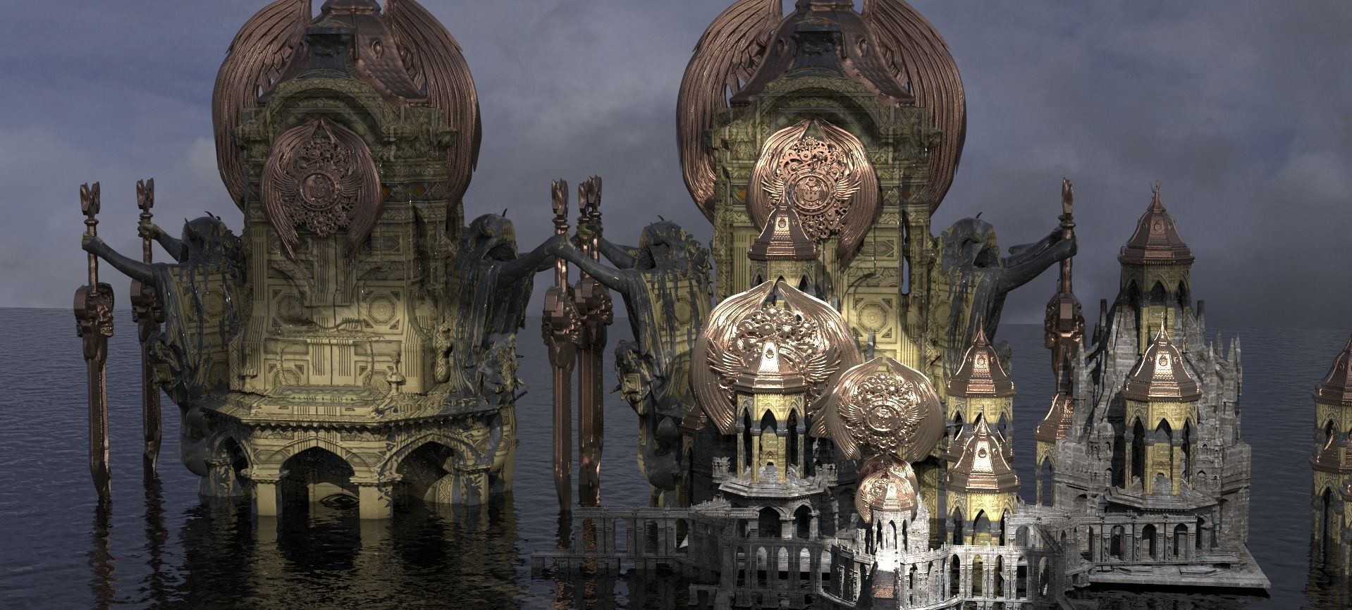 Steampunk Dark Tower Halloween Tall Kit bash 2 3D model_2