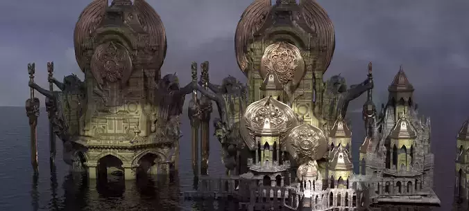 Steampunk Dark Tower Halloween Tall Kit bash 2 3D model