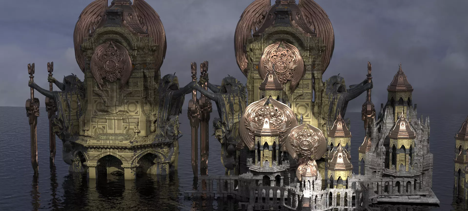 Steampunk Dark Tower Halloween Tall Kit bash 2 3D model_0