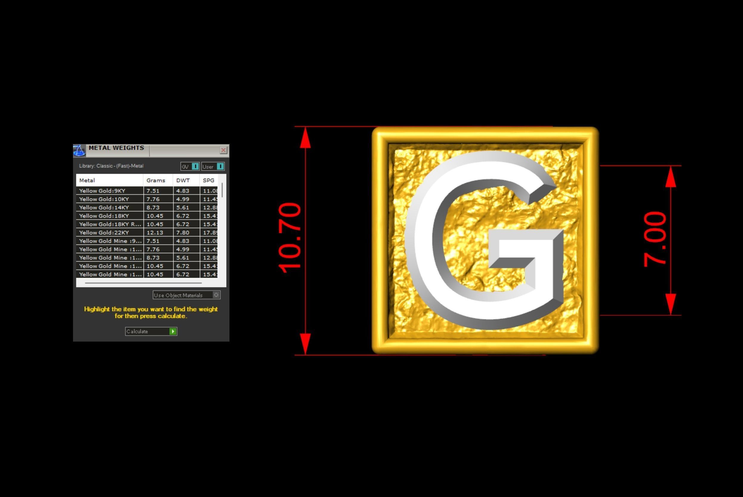 G Letter Nugget Bracelet Bead in 4 sizes 3D print model_8