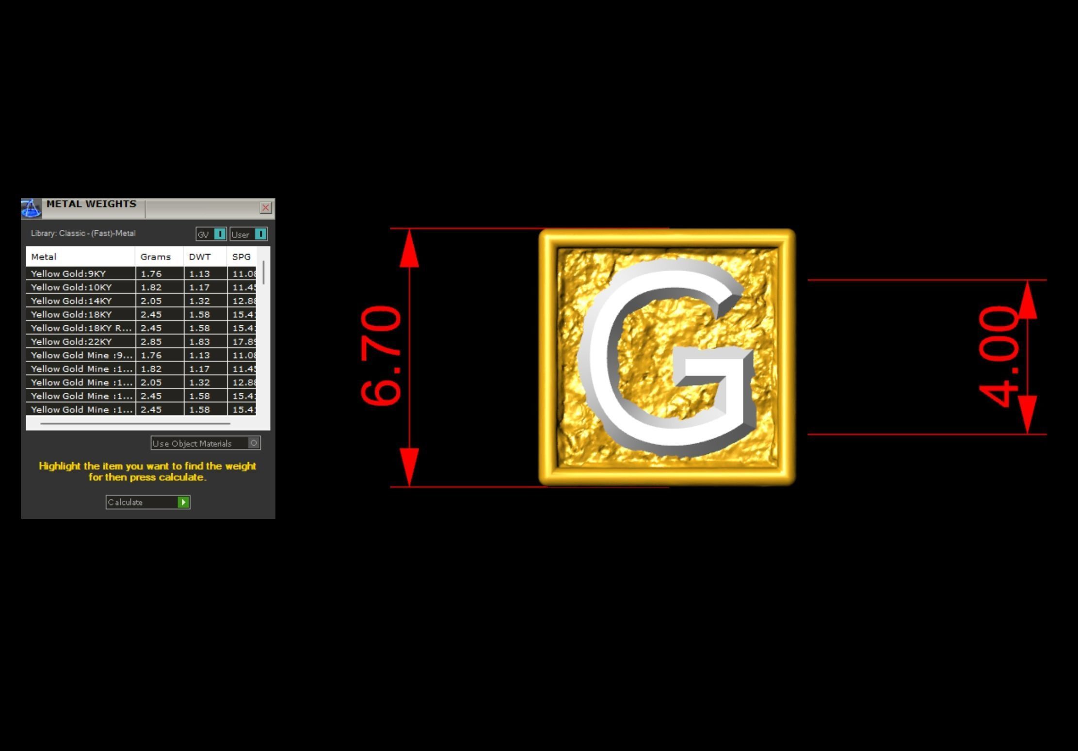 G Letter Nugget Bracelet Bead in 4 sizes 3D print model_5